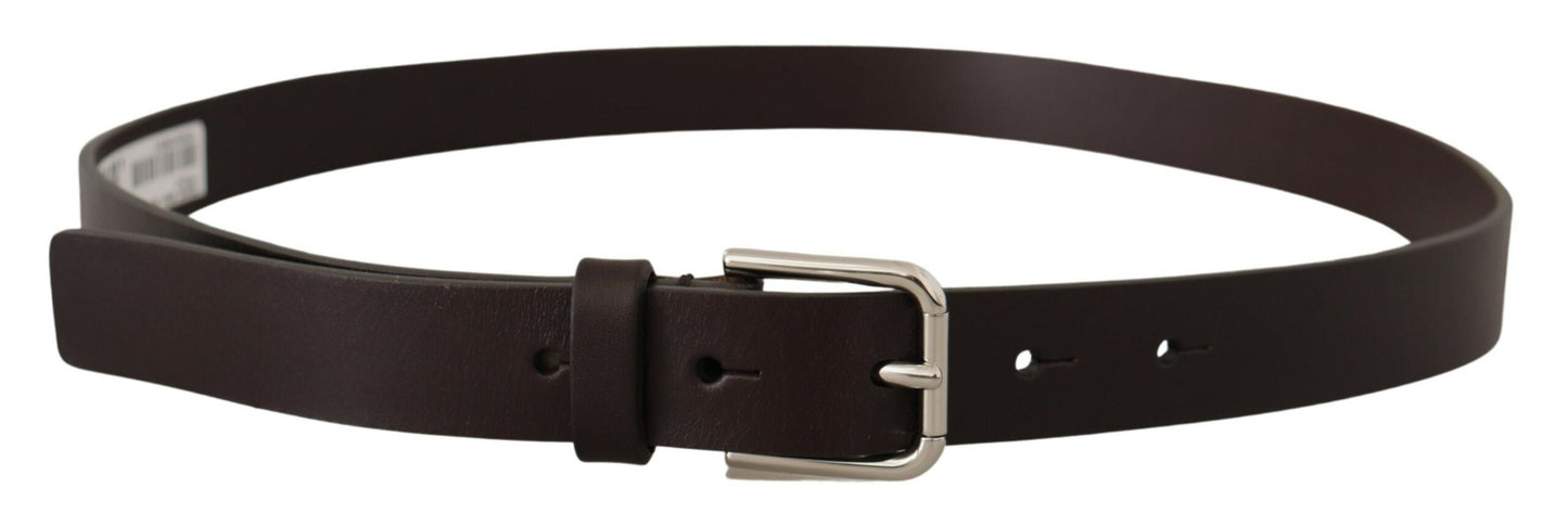 Elegant Leather Belt with Engraved Logo Buckle