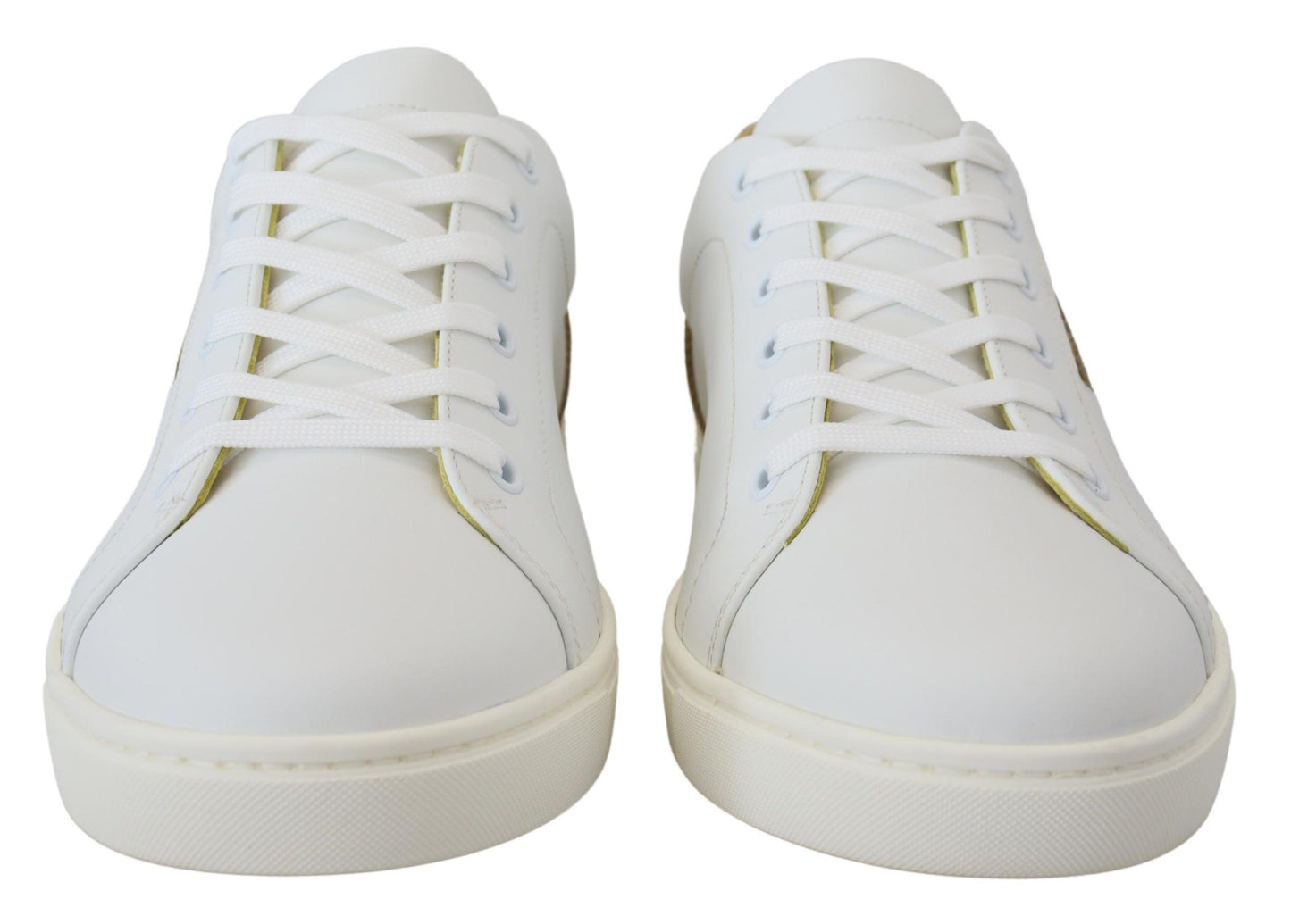 Elegant White Leather Low Top Sneakers