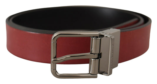 Elegant Maroon Leather Belt with Silver Tone Buckle