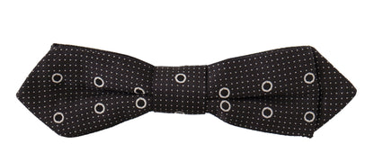 Polka Dot Silk Bow Tie in Black and White