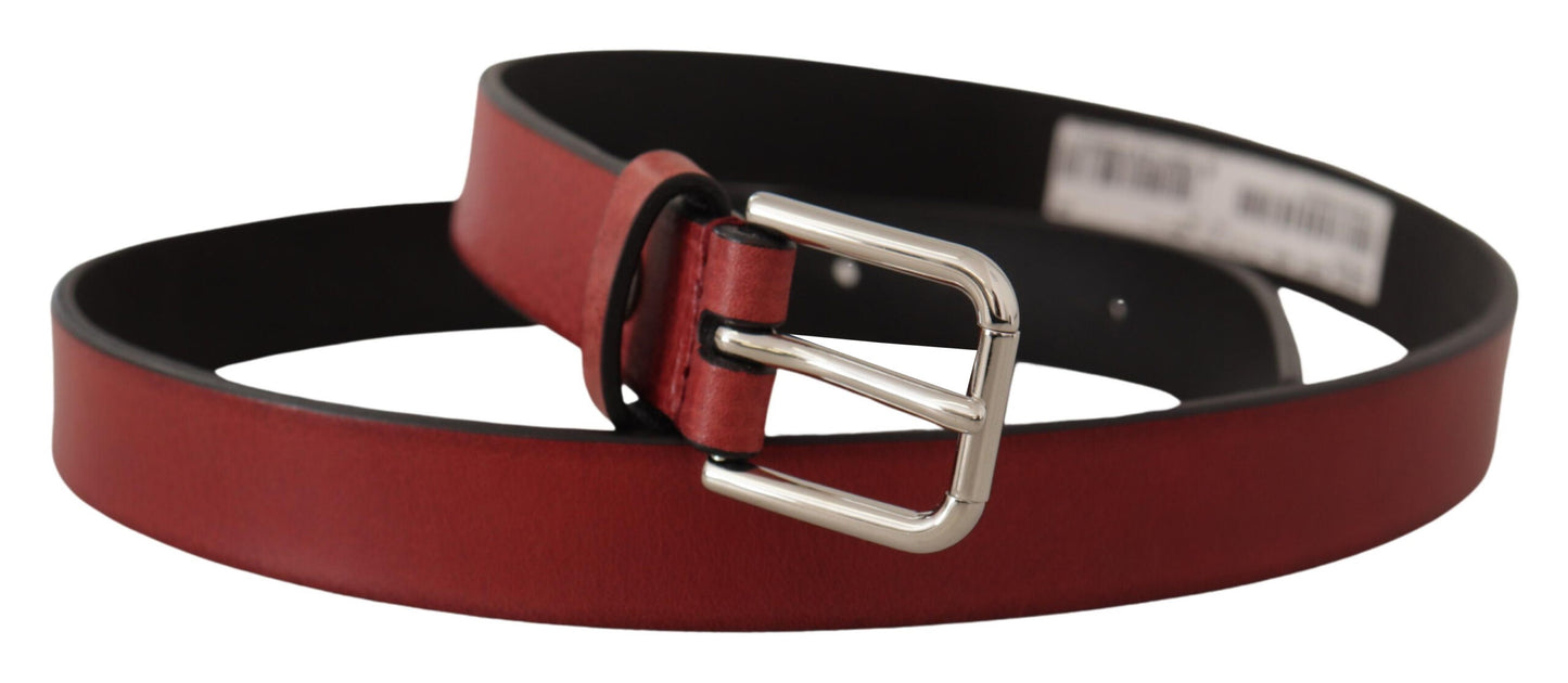 Elegant Maroon Italian Leather Belt