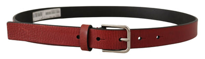 Elegant Maroon Italian Leather Belt