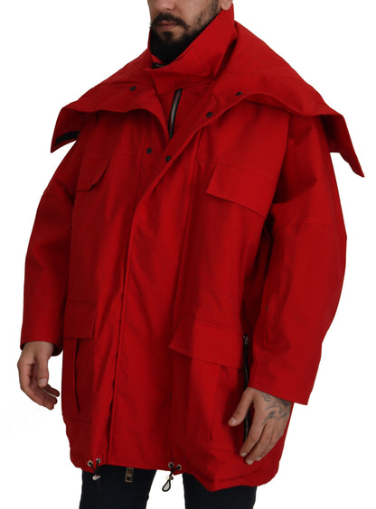 Sleek Red Lightweight Windbreaker Jacket