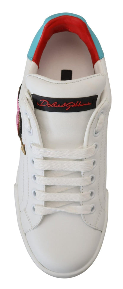 Elegant White Portofino Leather Sneakers