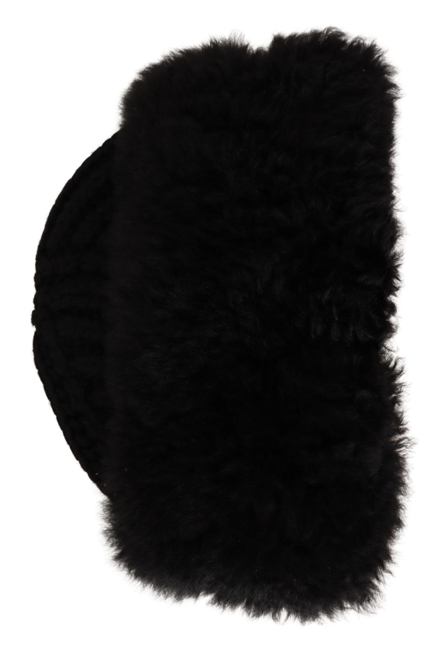 Elegant Black Cashmere Alpaca Fur Beanie