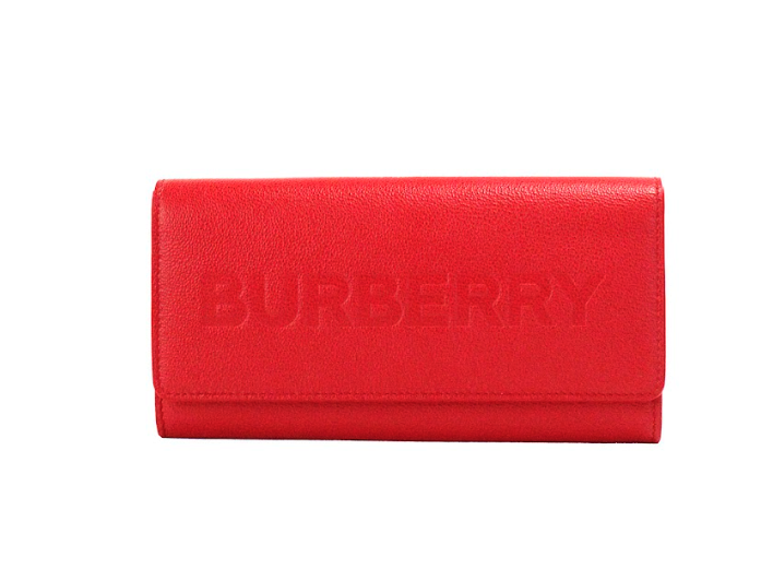 Porter Red Grained Leather Embossed Continental Clutch Flap Wallet