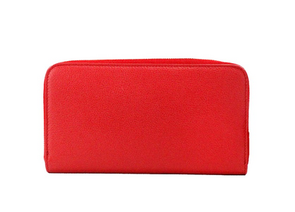 Elmore Red Embossed Logo Leather Continental Clutch Wallet