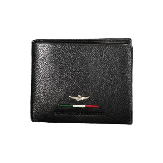 Elegant Black Leather Two-Compartment Wallet