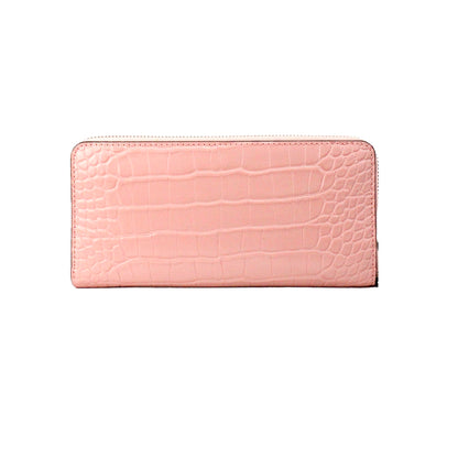 Jet Set Large Pink Animal Print Leather Continental Wrist Wallet