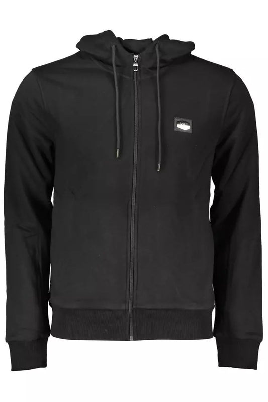 Elegant Black Hooded Zip Sweatshirt
