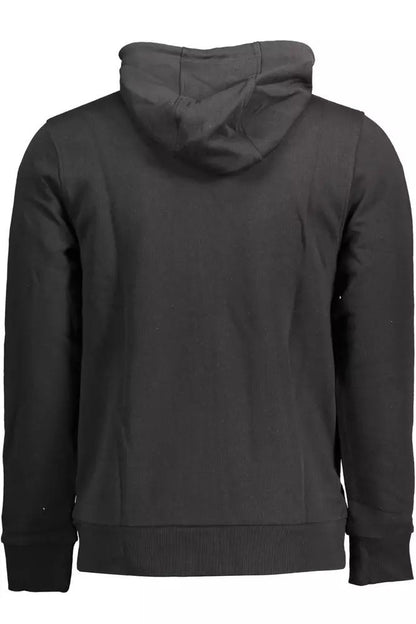 Elegant Black Cotton Hooded Sweatshirt