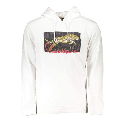 Chic White Hooded Sweatshirt with Exclusive Print
