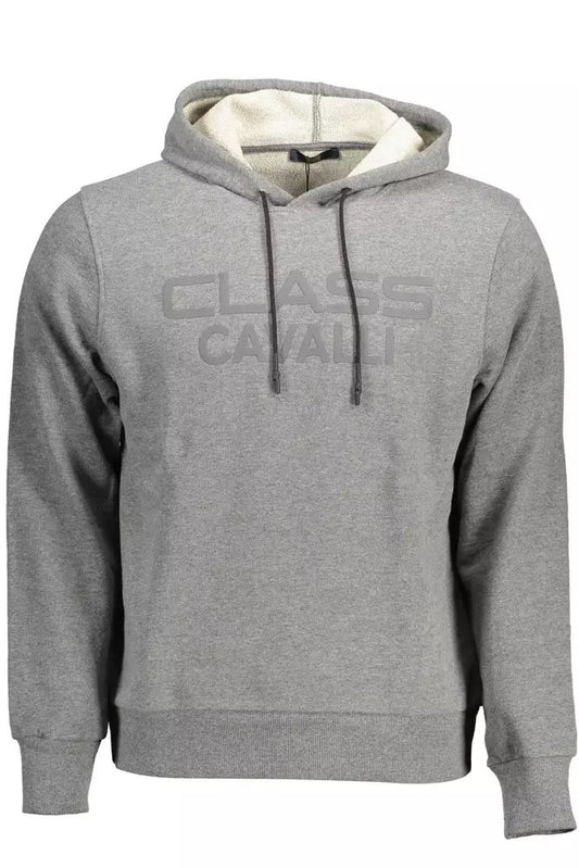 Chic Gray Hooded Sweatshirt with Logo Print