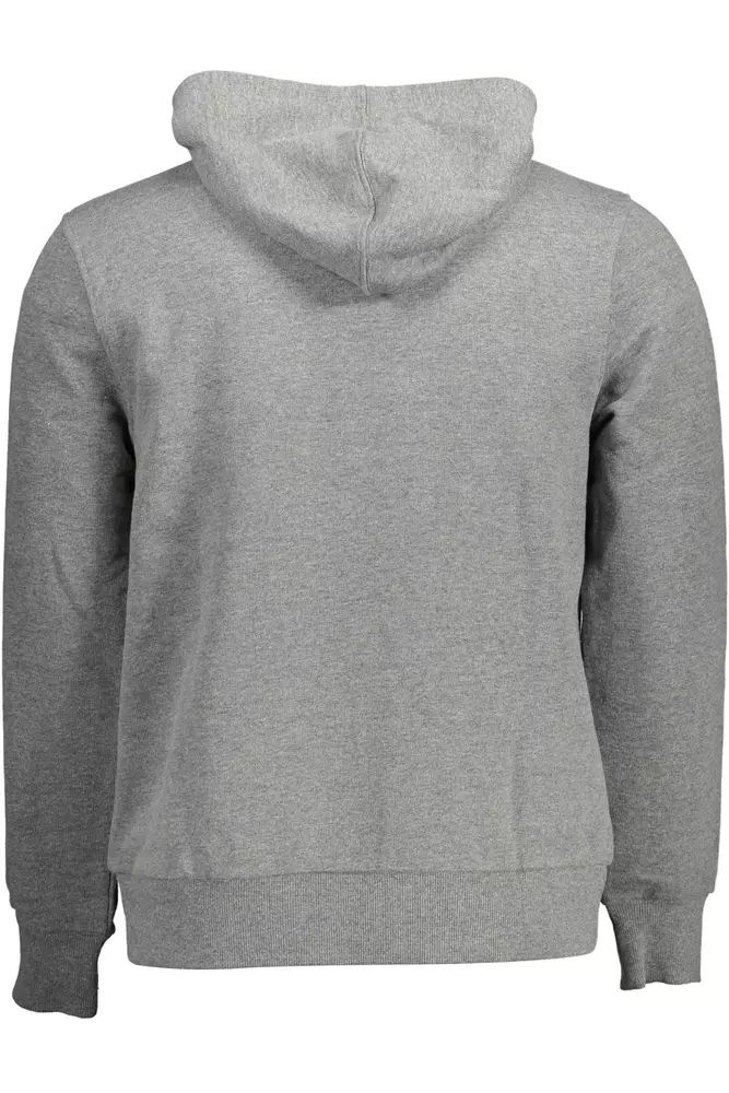 Chic Gray Hooded Sweatshirt with Logo Print