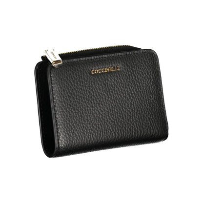Elegant Black Leather Double Compartment Wallet