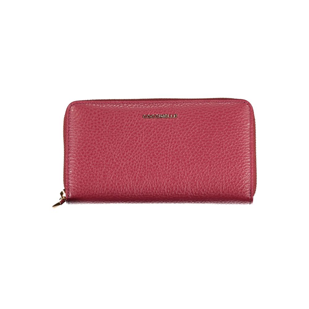 Elegant Pink Leather Zip Wallet