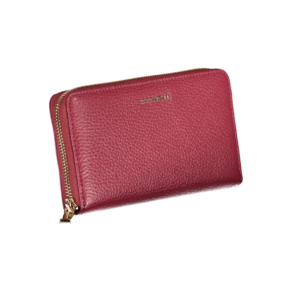 Elegant Pink Leather Zip Wallet