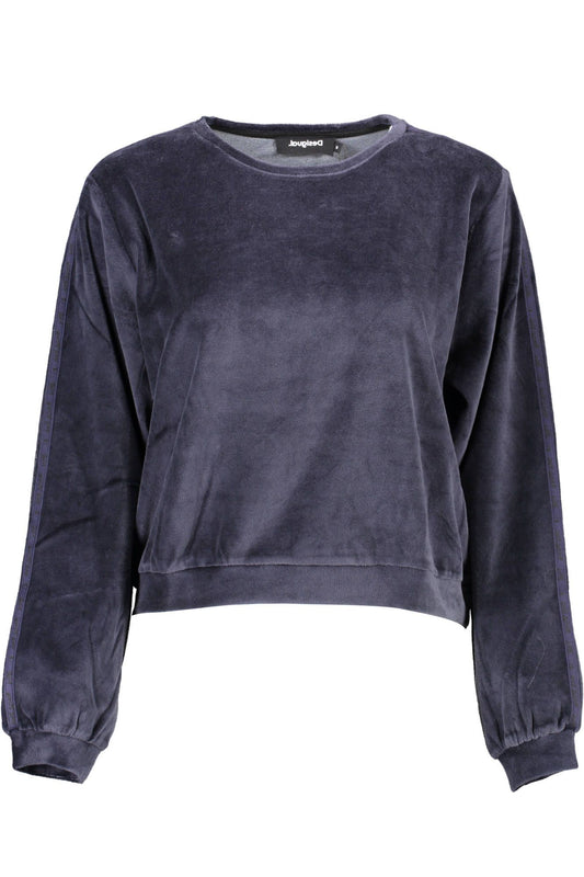 Chic Blue Long-Sleeved Round Neck Top