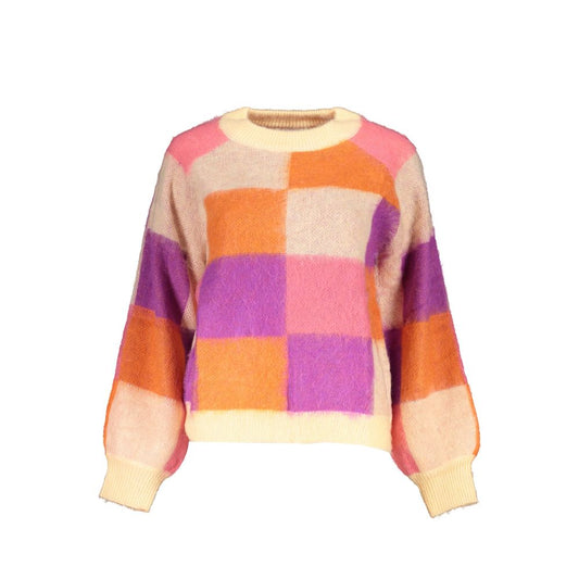 Chic Pink Contrast Crew Neck Sweater