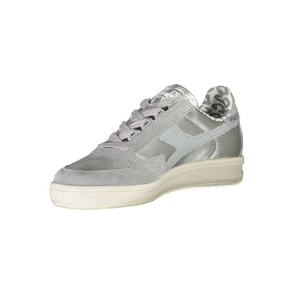 Sparkling Gray Lace-Up Sneakers with Swarovski Crystals