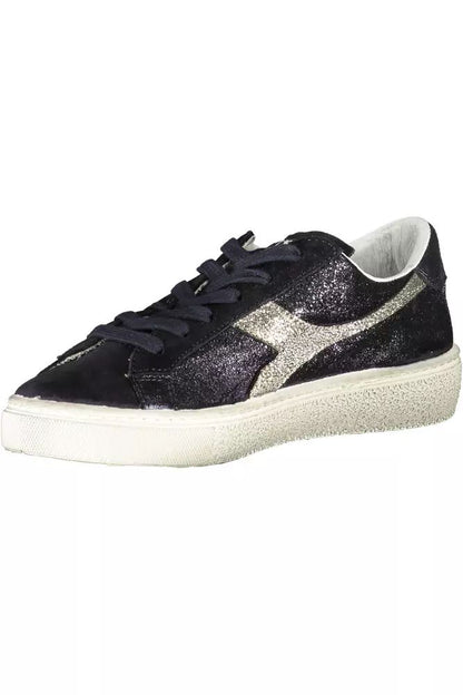 Elegant Black Lace-Up Sneakers with Contrasting Details