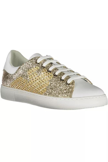 Gleaming Gold Lace-Up Sport Sneakers