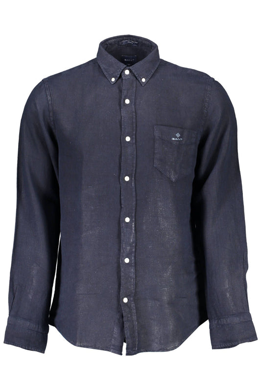 Elegant Linen Short Sleeve Shirt in Blue