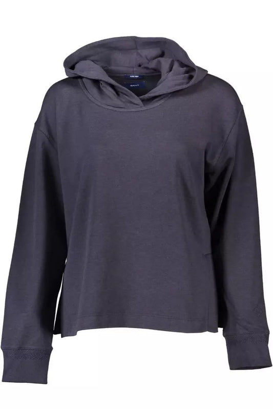 Chic Blue Hooded Sweatshirt with Side Slits