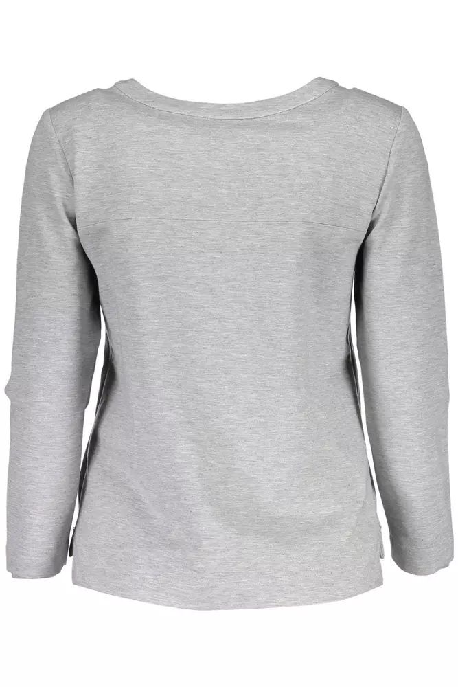 Chic Gray Side-Zip Sweatshirt with Elastane Blend