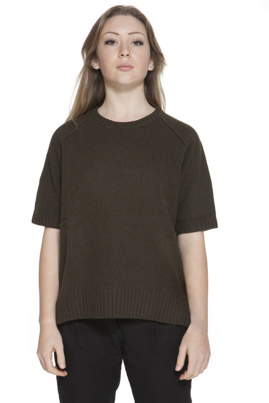 Chic Green Wool-Angora Blend Sweater with Logo