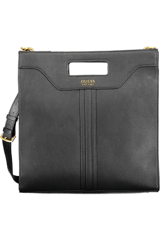 Chic Black Handbag with Contrasting Details