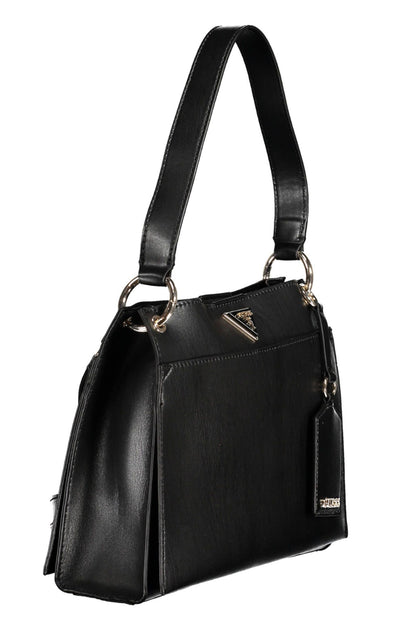 Chic Black Shoulder Bag with Contrasting Details