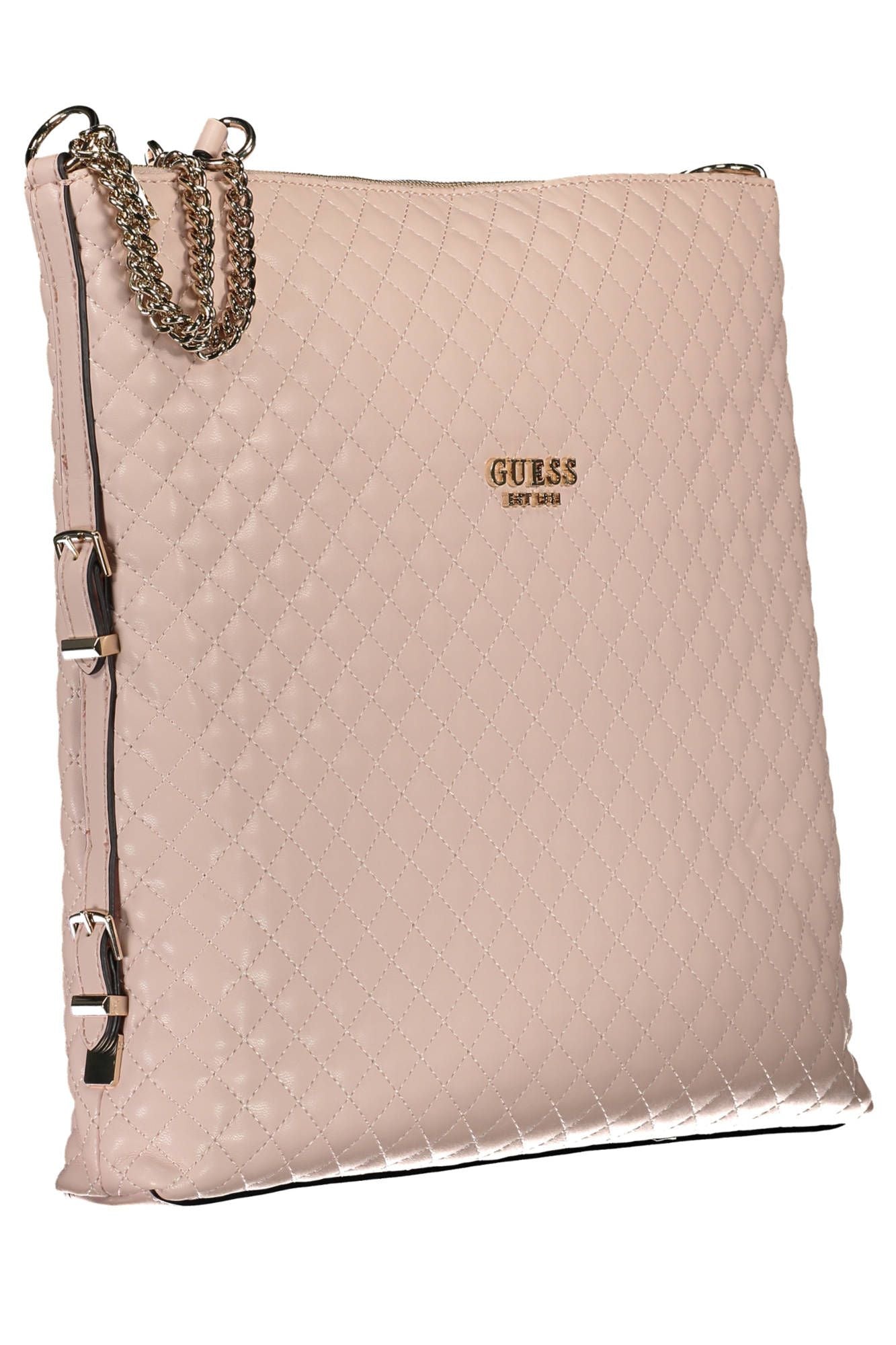 Chic Pink Polyurethane Chain-Handle Shoulder Bag