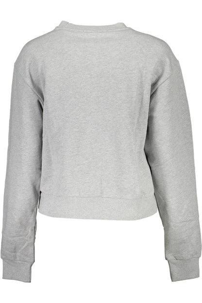 Elegant Gray Rhinestone Embellished Sweatshirt