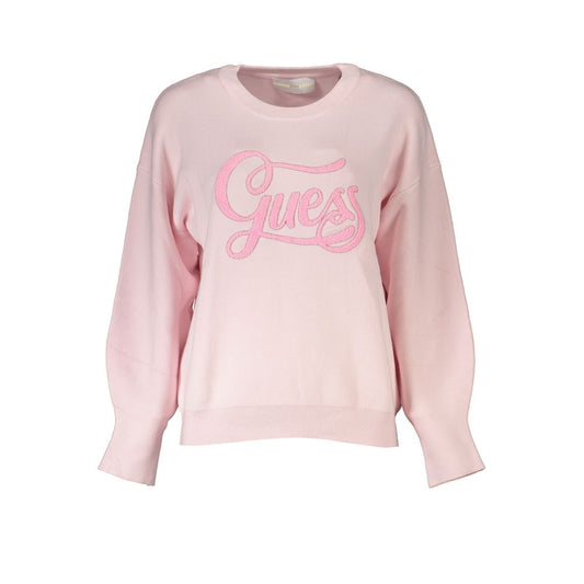 Chic Pink Long Sleeve Embroidered Sweater