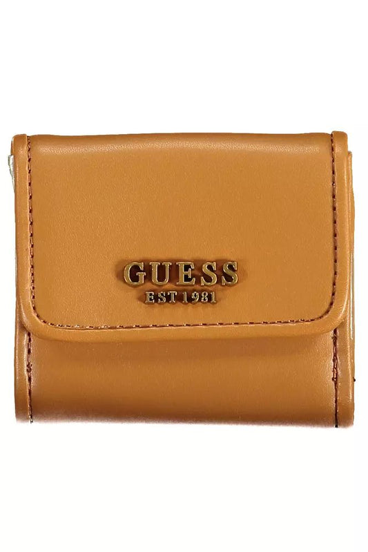 Chic Brown Snap Wallet with Contrast Detailing