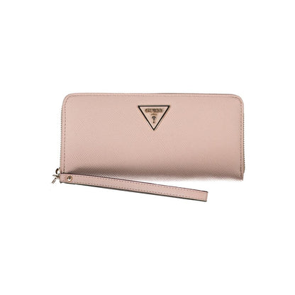Chic Pink Four-Compartment Wallet with Zip Closure