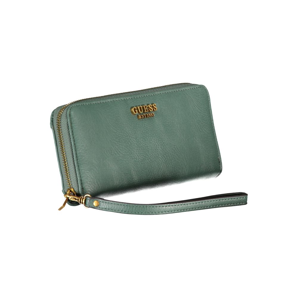 Chic Green Polyethylene Wallet with Multiple Compartments