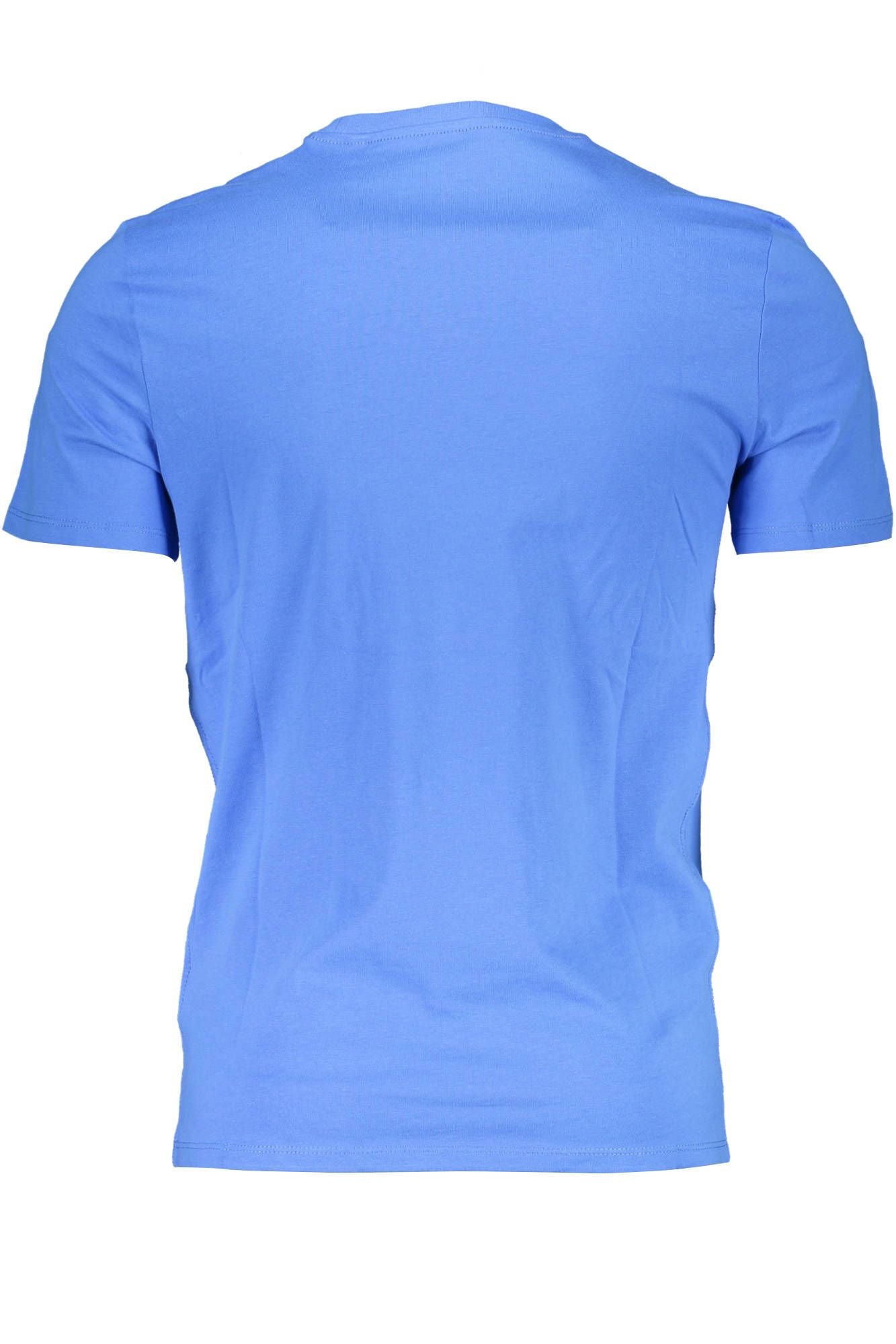 Slim Fit Blue Cotton Tee with Logo Print