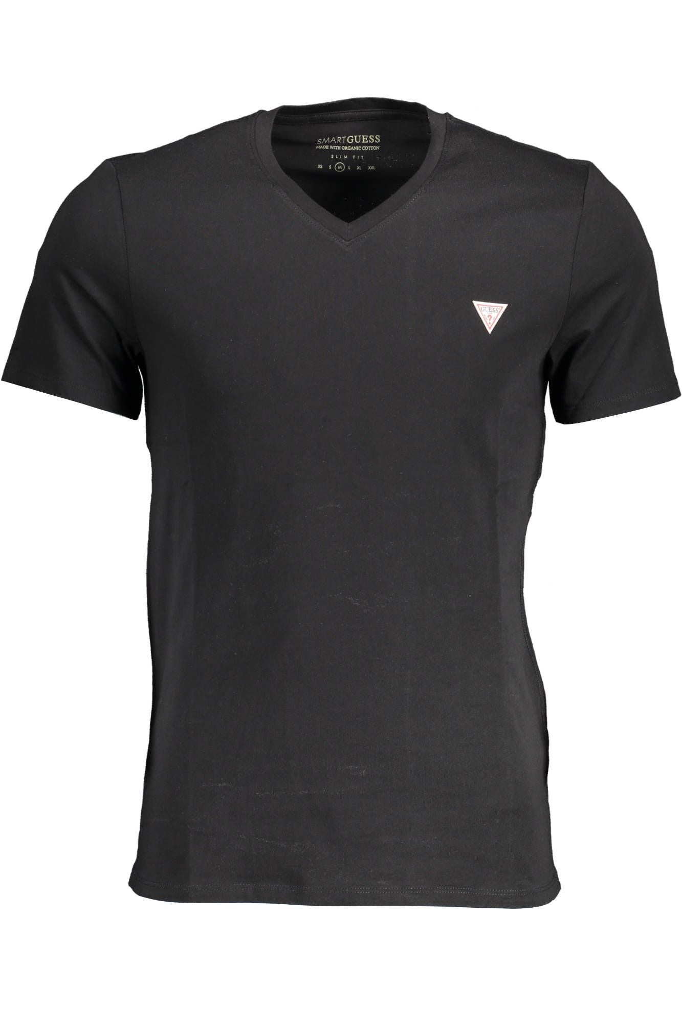Sleek V-Neck Logo Tee in Classic Black