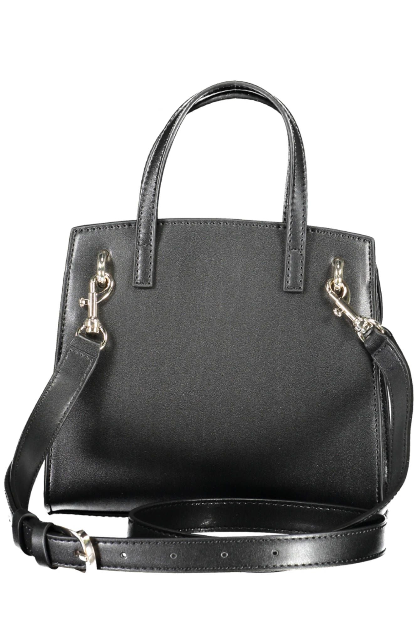 Sleek Black Polyurethane Handbag