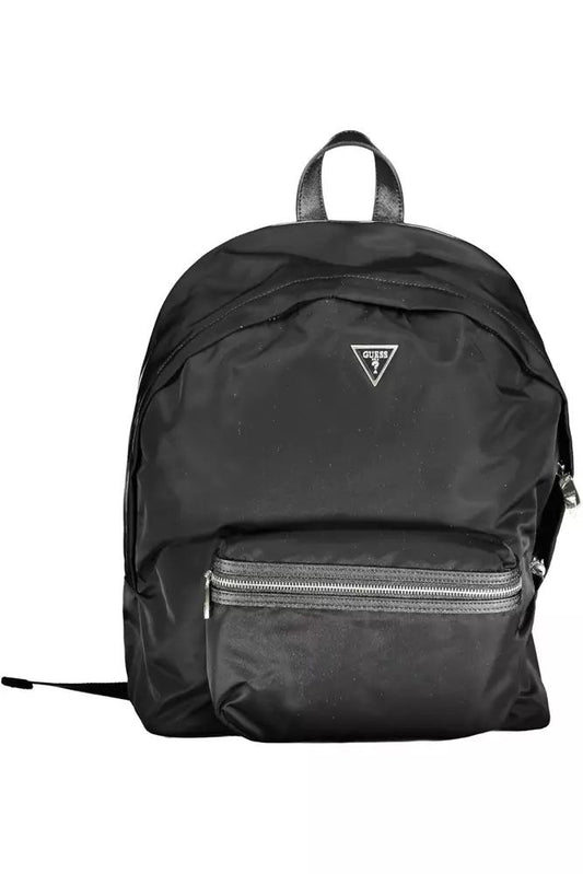 Sleek Black Nylon Backpack with Laptop Compartment