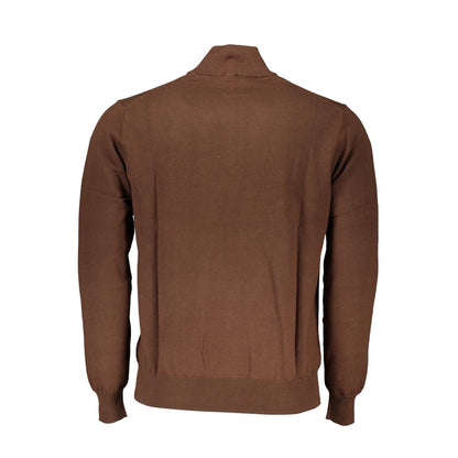 Chic Brown Half-Zip Cotton Sweater