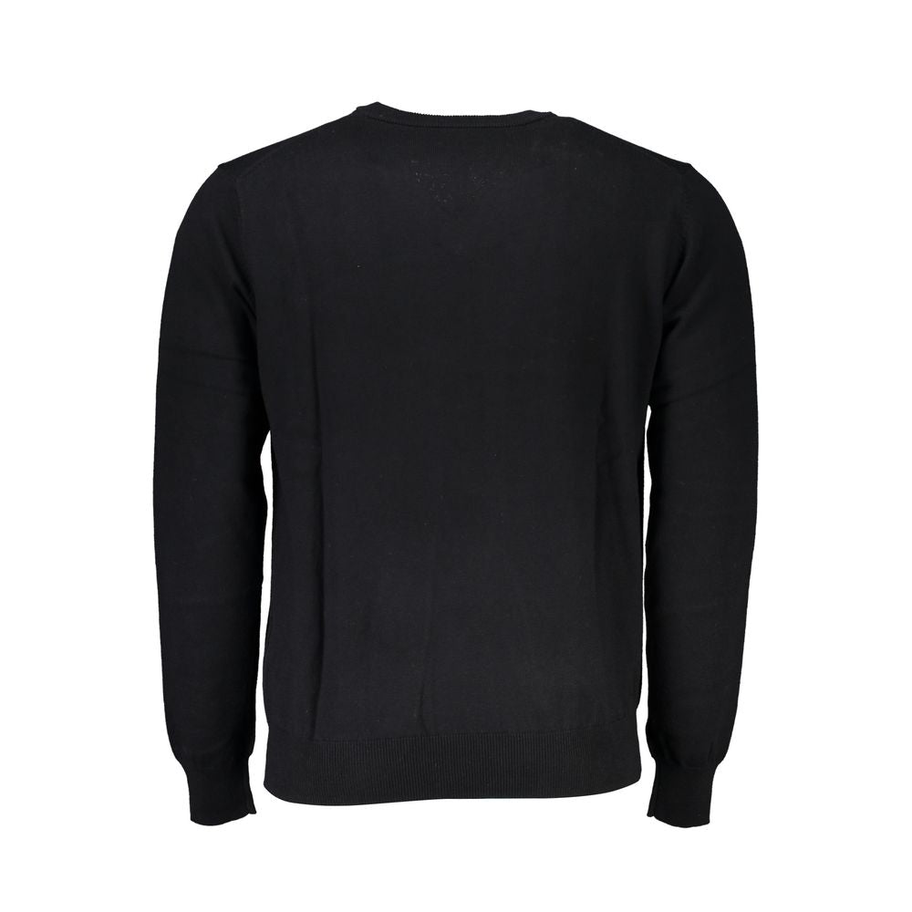 Elegant V-Neck Embroidered Black Sweater