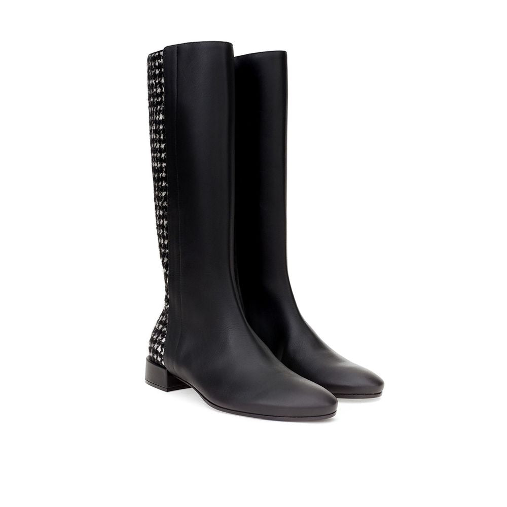 Elegant Black Leather Boots For Women