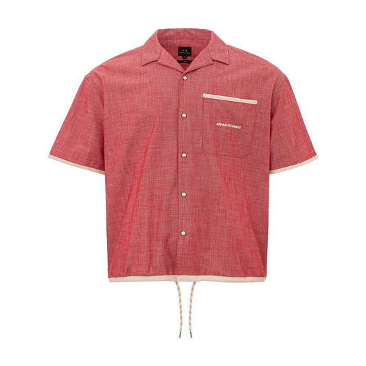 Sleek Crimson Cotton Shirt for Men