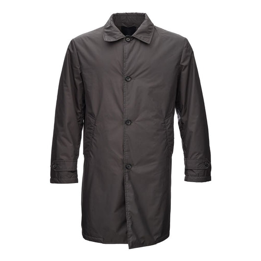 Sleek Gray Polyamide Jacket for Men