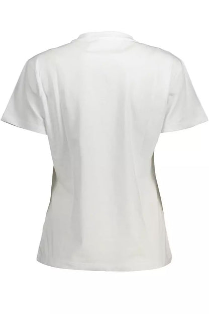 Elegant White Printed Tee with Chic Details