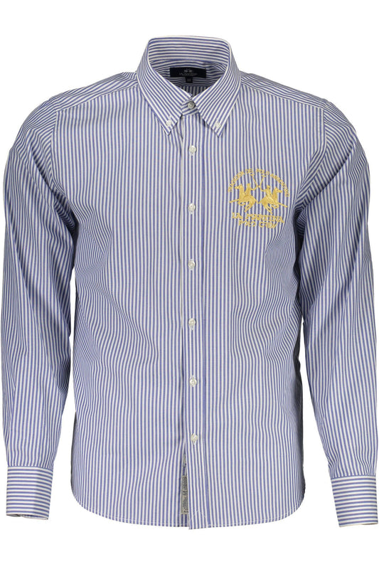 Elegant Blue Cotton Long Sleeve Shirt