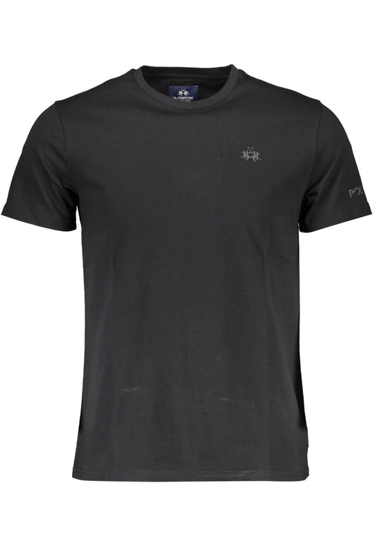 Elegant Embroidered Logo Black T-Shirt